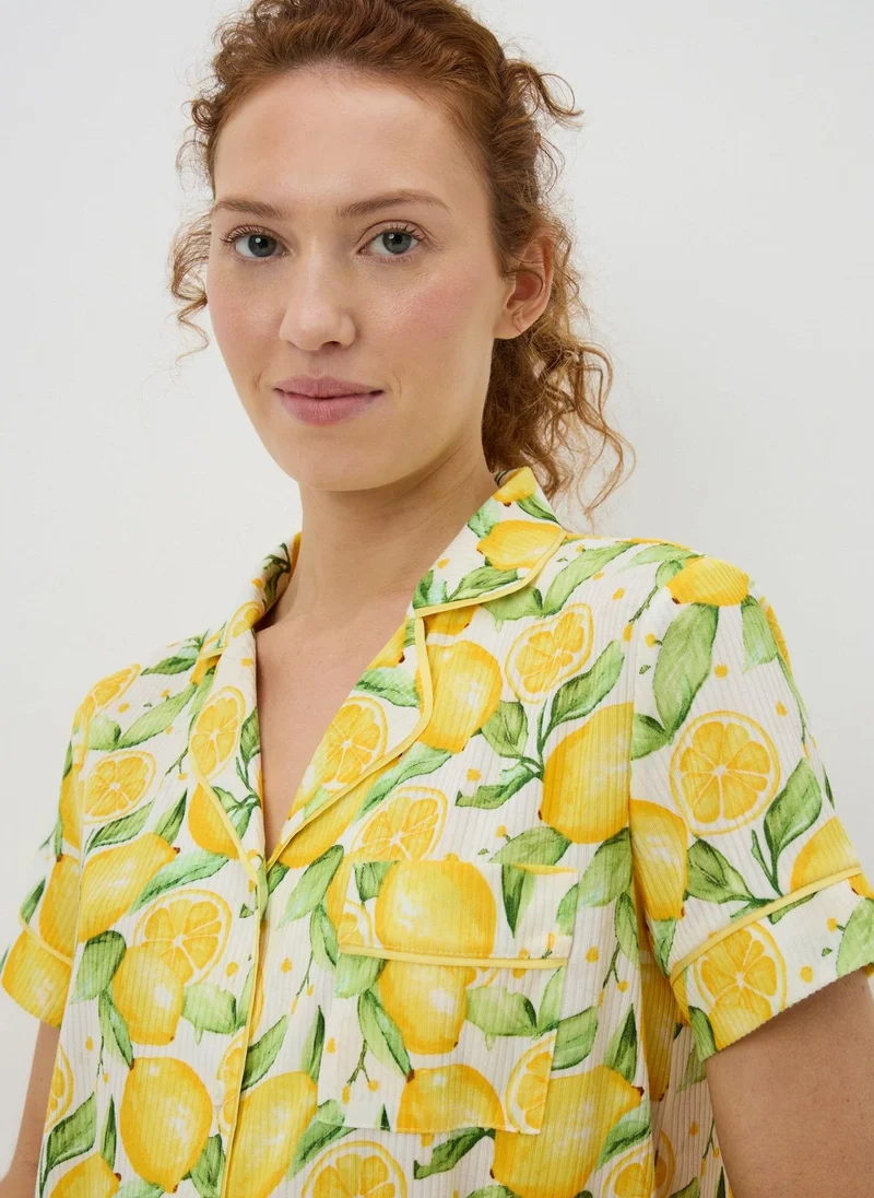 ماتلان Lemon Button Up Short Pyjama Set